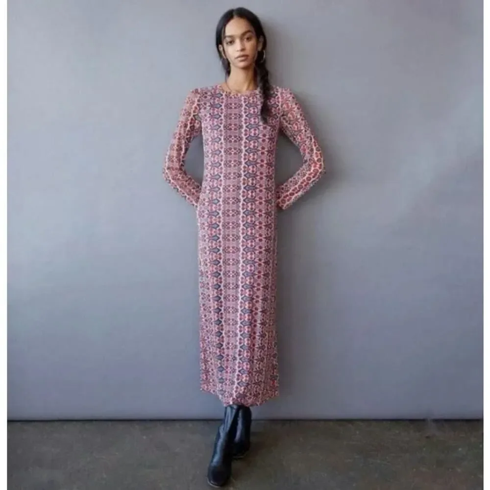Anthropologie Eva Franco Laila Mesh Long Sleeve Maxi Dress Size extra small xs - Picture 2 of 12